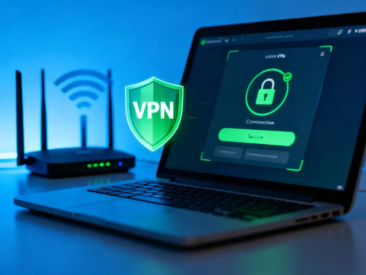 Laptop with an active VPN connection in a secure home network